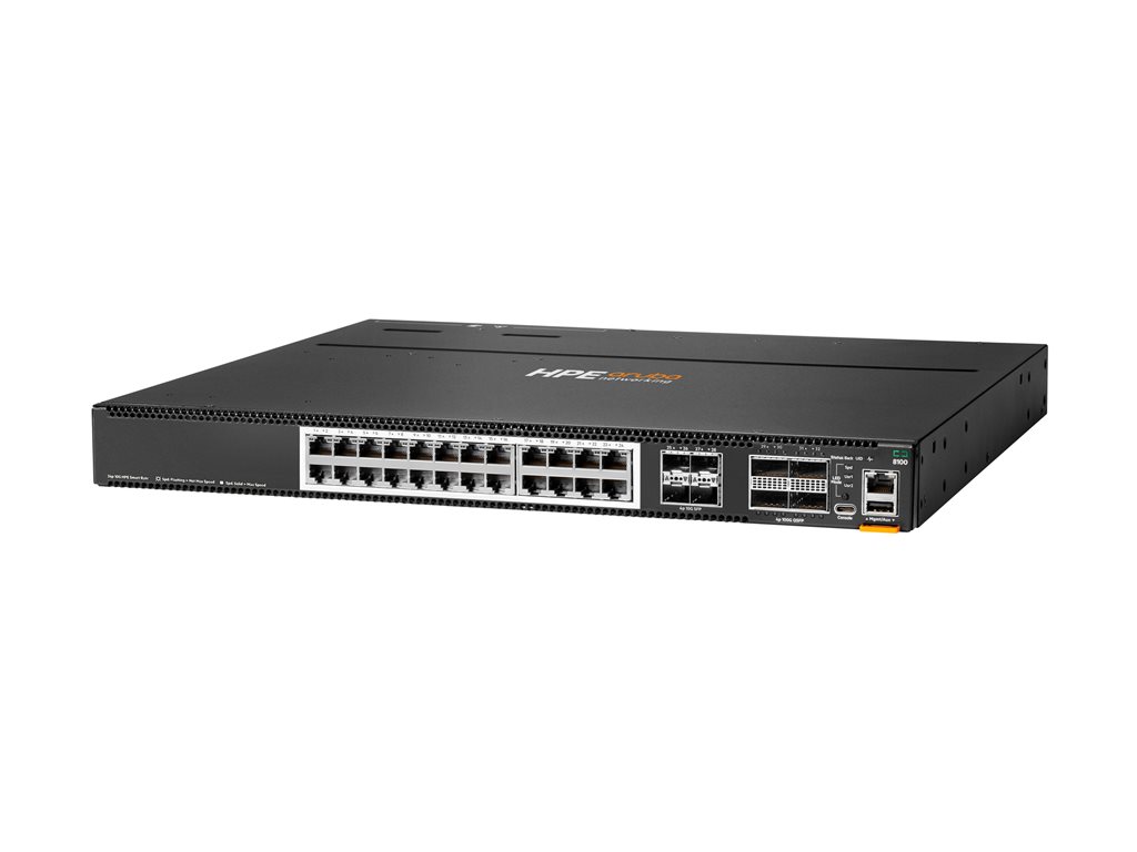 HPE Aruba Networking CX 8100 24x10GBase-T 4x10G SFP+ 4x40 / 100G QSFP28 Switch - Spare Only - Switch - L3 - managed - 24 x 100 / 1000 / 2.5G / 5G / 10GBase-T + 4 x Gigabit SFP / 10 Gigabit SFP+ + 4 x 40 Gigabit QSFP+ / 100 Gigabit QSFP28 - an Rack montier